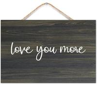 Hanging Wall Sign Wooden, Love You More Motivational Bible Quote, Rustic Farmhouse Wall Plaque for Office Bedroom Living Room Home Decor 12x8 inch