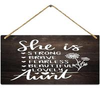Hanging Wall Sign Wooden, She Is Aunt Blessed Aunt Sign Wall Decor, Rustic Wooden Sign For Home Yoga Room Studio Bedroom Garden Bathroom Aunt Tribute Decor 12X8 Inch