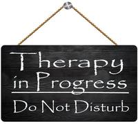 Hanging Wall Sign Wooden, Therapy In Progress Do Not Disturb Doctor-Themed Wood Sign, Farmhouse Front Entryway Rustic Wooden Wall Sign For Home Outdoor Therapy Space Decor 12X8 Inch