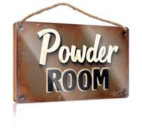 Hanging Wall Signs Exploring The Powder Room: A Cozy Retreat Wooden Sign Fall Front Porch Decorations Summer Wood Hanging(15X28CM)