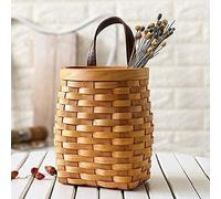hanging wicker basket Hand-Woven Wood Storage Basket Portable Wall Hanging Flower Basket Organizer Fruit Vegetable Rattan Box Home Decoration Height 6.1in