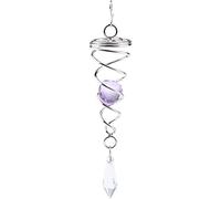 Hanging Wind Spinner Decorative Indoor Outdoor 3D Twisting Decor, Garden 3D Metal Wind Spinner Gaze Ball with Spiral Tail - Purple