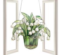 Hanging Window Decoration - Suncatcher Ornament | Vibrant Lily of the Valley Glass Suncatcher Decorative Glass Piece for Interior Window Lighting, EST Attractive