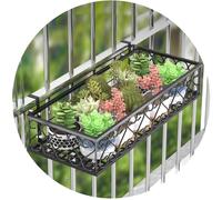 Hanging Window Flower Shelf Wide Balcony Plant Holder Outdoor Garden with Hooks Decorative Storage Basket for Home & Yard (60x25x12cm)