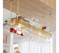 Hanging Wine Bottle and Glass Holder Modern Metal Rack for Wine Bottles and Cups Wall or Ceiling Mounted Floating Shelves for Home Display and Storage.