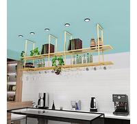 Hanging Wine Bottle Rack, Metal Wine Bottle Rack, American Ceiling Wine Rack, Creative Hanging Wine Rack for Restaurant and Bar Ceiling (Color: Gold, Size: 80 * 30 * 80cm)