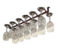 Hanging Wine Glass Rack, 16" 24" Under Cabinet Wrought Iron Rack Glass Wine Hanger, Wines Stemware Holder, Stemware Racks Champagne Glasses Racks Holder with Screws (Brass 60x18cm)