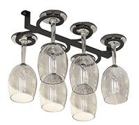 Hanging Wine Glass Rack, 16" 24" Under Cabinet Wrought Iron Rack Glass Wine Hanger, Wines Stemware Holder, Stemware Racks Champagne Glasses Racks Holder with Screws (Black 30x18cm)