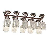 Hanging Wine Glass Rack, 16" 24" Under Cabinet Wrought Iron Rack Glass Wine Hanger, Wines Stemware Holder, Stemware Racks Champagne Glasses Racks Holder with Screws (Brass 50x18cm)