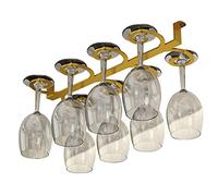 Hanging Wine Glass Rack, 16" 24" Under Cabinet Wrought Iron Rack Glass Wine Hanger, Wines Stemware Holder, Stemware Racks Champagne Glasses Racks Holder with Screws (Gold 40x18cm)