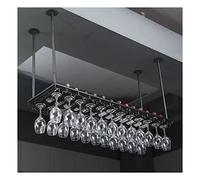Hanging Wine Glass Rack Bar Hanging Wine Rack, 30-60cm Adjustable Ceiling Metal Wine Rack, Simple Installation (Color : Black, Size : 180x35cm)