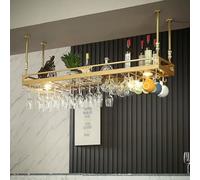 Hanging wine glass rack, ceiling shelf wine rack, wall-mounted wine racks, wine rack wall for wine bottles, floating wine holder, Wine Bottles Display Storage Shelf, for Home Restaurant Bars.(Gold,150