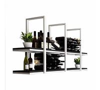 Hanging Wine Rack - Ceiling Floating Solid Wood Shelves, Wrought Iron Plant Stand, 2 Tier Kitchen Storage Rack, Wall Mount Decoration Rack, Ceiling Mount Display Rack(White bracket,80x30x80cm)