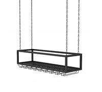 Hanging Wine Rack,Creative Bar Wine Racks,Ceiling Wine Glass Holder,Metal Iron Chain Ceiling Mounted Wine Bottle Holder,Metal Floating Organizer Shelves,for Bars Restaurant Kitchens Stemware Holder (