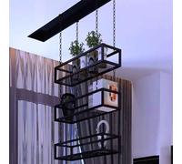 Hanging Wine Rack with Iron Chains & e Ceiling Mounted Flower Pot Holder Kitchen Storage Bottle Display Shelf for Balcony Bar Store