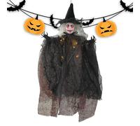 Hanging Witch Halloween Light Ornament - Light Up Spooky Witch Ornament | Shining Halloween Pendant for Tree | Scary Outdoor Path on Garden Wall Lawn Porch