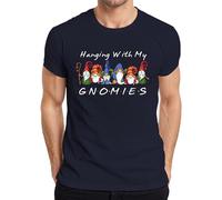 Hanging with My Gnomies Christmas gnome funny friends men's t-shirt, navy, M