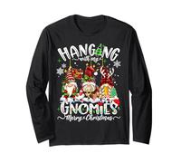 Hanging with My Gnomies Merry Christmas Lights Family Plaid Long Sleeve T-Shirt