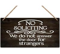 Hanging Wood Sign No Soliciting Sign We Do Not Answer The Door For Strangers Wood Signs Design Hanging Gift Decor For Home Coffee House Bar 5x10 inch