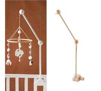 Hanging Wooden Baby Crib Mobile Arm, Baby Mobile Holder Arm, Mobile Arm for Crib, Strong Slip Attachment Wooden Nursery Accessories Bed Decor Bell (Wood Color)