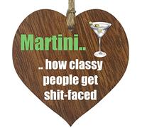 Hanging Wooden Heart Sign Plaque for Martini Lovers - Gifts for Women - Dark Wood Hearts Signs, Thank You Gifts, Friendship Plaque, Best Friend Birthday, Christmas, Bridesmaid Gift