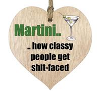 Hanging Wooden Heart Sign Plaque for Martini Lovers - Gifts for Women - Light Wood Hearts Signs, Thank You Gifts, Friendship Plaque, Best Friend Birthday, Christmas, Bridesmaid Gift