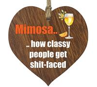 Hanging Wooden Heart Sign Plaque for Mimosa Lovers - Gifts for Women - Dark Wood Hearts Signs, Thank You Gifts, Friendship Plaque, Best Friend Birthday, Christmas, Bridesmaid Gift