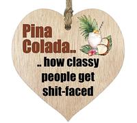 Hanging Wooden Heart Sign Plaque for Pina Colada Lovers - Gifts for Women - Light Wood Hearts Signs, Thank You Gifts, Friendship Plaque, Best Friend Birthday, Christmas, Bridesmaid Gift