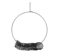 Hanging Wreath Bird Feeder, Large Capacity Carbon Steel Peanut Bird Feeder with Hanging Hook for Garden Outdoor Use, Holds 1.25 lbs Peanuts or 12 Suet Balls (Black)