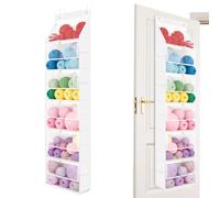 Hanging Yarn Storage Organizer with 6 Zipper Closure Pockets, Clear Knitting Organizer Storage, Dust-Proof Wool Storages Bag, Over the Door Hanging Yarn Holder for Knitting Needle Crochet Hook