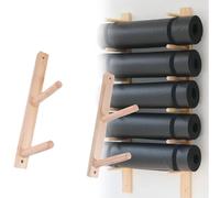 Hanging Yoga Mat Standing Holder, Wood Wall Hanging Fitness Organizer For Children's Room/Play Room, Wall Rack Organizer For Foam Roller(1pc,2 Layers 40cm/16in)