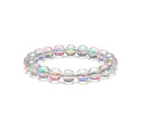 HANGINTHERE 10 MM Stretch Aurora Crystal Beaded Bracelet Women's Trendy, 7 inch, Gift for Women
