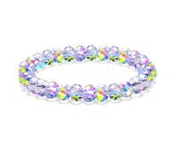 HANGINTHERE Stretch Healing Crystal Beaded Bracelets for Women, 8mm,7 Inch,Crystal Bracelet Gift for Mom Wife, Length 7 inches, Crystal, no gemstone