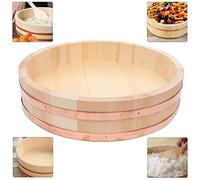 Hangiri Japanese Sushi Making Kit Rice Mixing Bowl Wooden Sushi Rice Tub Sushi Oke for Even Seasoning and Cooling Rice,45cm/17.7in