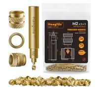 HANGLIFE M2 Heat-Set Threaded Inserts with Insert Tip, Heat Set Insert for 3D Printing Components and Plastic Parts with Soldering Iron Press Tool - Brass Metric Knurled Nuts (100 Pieces)