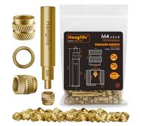 HANGLIFE M4 Heat-Set Threaded Inserts with Insert Tip, Heat Set Insert for 3D Printing Components and Plastic Parts with Soldering Iron Press Tool - Brass Metric Knurled Nuts (100 Pieces)