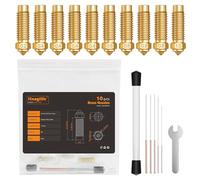 HANGLIFE Nozzles Kit for Elegoo Neptune 4 Plus/Max 3D Printer - 10pcs Brass Nozzles in 5 Sizes (0.2/0.4/0.6/0.8/1.0mm) Includes Cleaning Needles and Wrench - 3D Printer Accessories