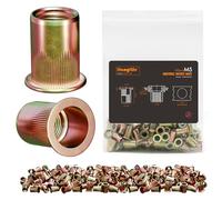 HANGLIFE Rivet Nut, M5 Metric Rivnut - Flat Head Nutserts, Zinc Plated Carbon Steel Knurled Body Threaded Insert Nuts, 100 Pieces