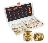 HANGLIFE Threaded Inserts for Plastic, M2 M2.5 M3 M4 M5 M6 Assortment Box (345 Pieces) Heat Set Insert for 3D Printing Components and Plastic Parts - Brass Metric Knurled Nuts