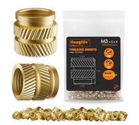 HANGLIFE Threaded Inserts for Plastic, M3 Heat Set Insert for 3D Printing Components and Plastic Parts - Brass Metric Knurled Nuts (100 Pieces)