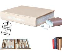 Hangman Game Book,Hangman,3D Printed Magnetic Chess Set, Four in a Row, Sea Battle, Backgammon, Mancala, Portable Books Design Board Game for Adults (Backgammon)