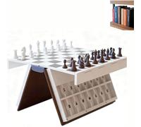Hangman Game Book, Playbook'd Magnetic Chess Set & Board Game Storage, 3D Printed Backgammon & Word Spelling Challenge for Adults, Family, Travel, Party - Perfect as Book Shelf Games Chess