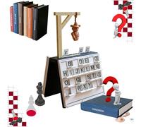 Hangman Game, Playbook'd 3D Printed Chess Book, Magnetic Folding Board Game Set, Portable Compact Design with Decorative Book Style Case for Adults (C)