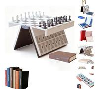 Hangman Game, Playbook'd Hangman Board Game, 3D Printed Magnetic Chess Set, Four in a Row, Sea Battle, Backgammon, Mancala, Portable Books Design Board Game for Adults (D)