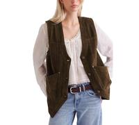 HangNiFang Casual Corduroy Vest for Women Button Down Versatile Sleeveless Outerwear Waistcoat with Pockets, Brown, L
