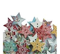 Hangood 50pcs Mixed Random Christmas Star 2 Holes Wooden Buttons for Sewing Crafts Clothes 20mm
