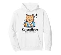 Hangover Care Do Not Disturb Sleepy Cat in Blue Robe Pullover Hoodie