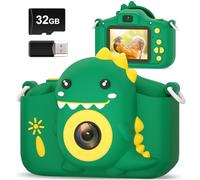 Hangrui Kids Camera, 20MP Kids Digital Dual Lens Cameras with Silicone Case 2.0 Inch IPS Screen 1080P Video Camcorder, 32GB Card,Shockproof Childrens Camera Toy for Boys & Girls Age 3-12(Green)