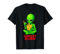 Hangry Alien Eating Chinese Take, Extraterrestrial Joke T-Shirt