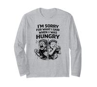 Hangry Apology Funny Eating Burger Quote Long Sleeve T-Shirt